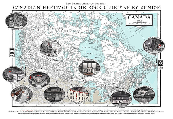 Martin Tielli - Canadian Heritage Indie Rock Club Map (Silk Flag) - Free Shipping